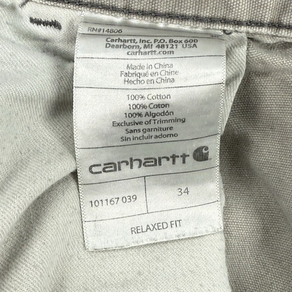 CARHARTT Mens 32 Shorts Gray Relaxed Fit Thrashed Distressed Canvas Work Grunge - Picture 4 of 16